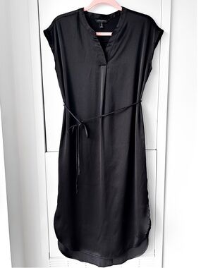 Banana Republic black satin midi dress